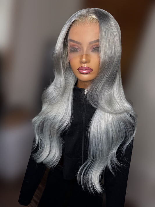 Grey Frontal Wig 26”
